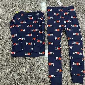 Kids Pajamas - Navy Love Print